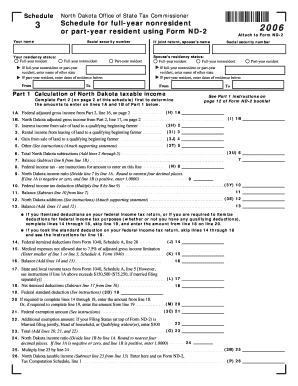 North Dakota Schedule 3 for Nonresident or Part-Year Resident