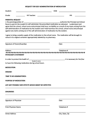 Request for Self-Administration of Medication