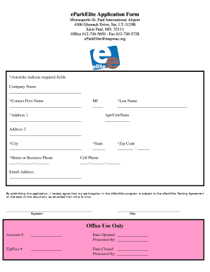 eParkElite Application Form