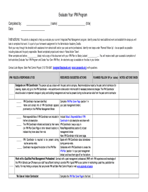 Integrated Pest Management Program Evaluation Form