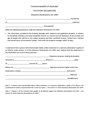 Australian Statutory Declaration Form