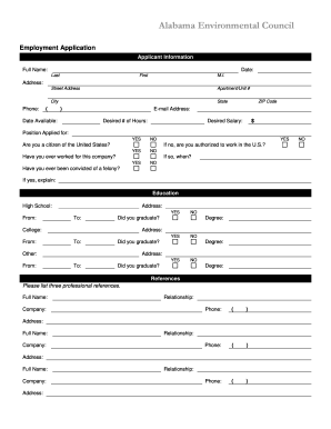 Alabama Employment Application Form