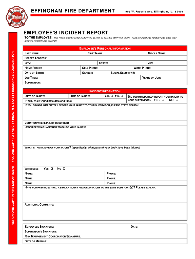 Ambulance Incident Report Fill Online, Printable, Fillable, Blank