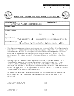 Adventure Kayak Participant Waiver and Hold Harmless Agreement