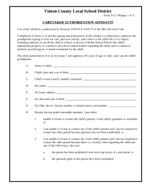 Ohio Caretaker Authorization Affidavit