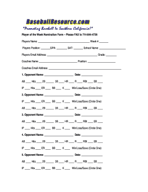 Player of the Week Nomination Form