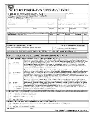 Police Information Check Level 2 Form