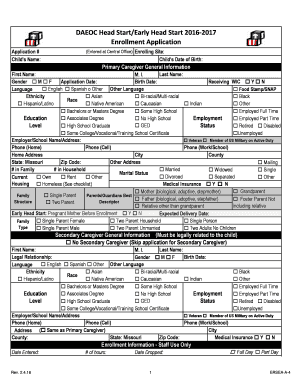 DAEOC Head Start Enrollment Application