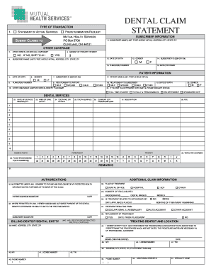 Dental Claim Statement Form