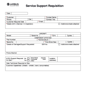Service Support Requisition Form