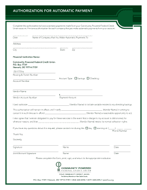 Authorization for Automatic Payment