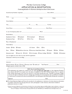 Meridian Community College Application Form