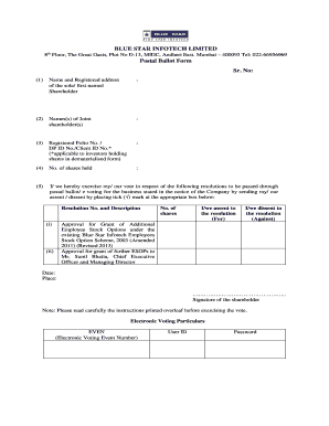 Blue Star Infotech Limited Postal Ballot Form
