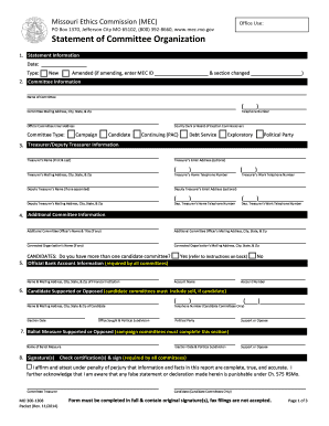 Missouri Statement of Committee Organization