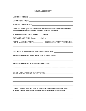 Temporary Lodging Lease Agreement