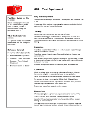 Test Equipment Safety Talk