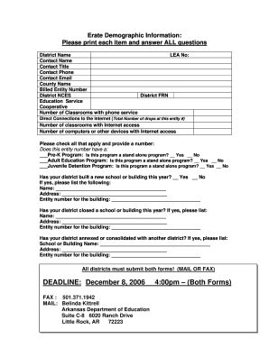 E-Rate Demographic Information Form