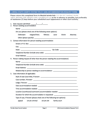 Florida ADA Title II Accommodation Request Form