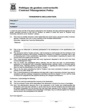 Contract Management Policy Declaration