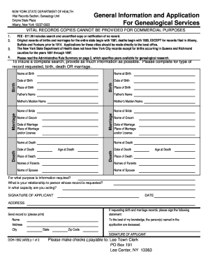New York State Vital Records Genealogy Application