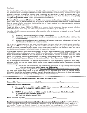 Utah Student Health And Risk Prevention Survey Parental Consent