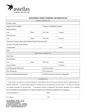 Electronic Funds Transfer Authorization