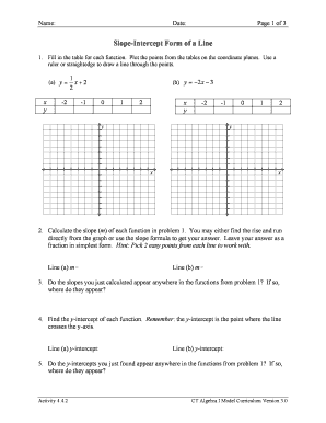 Slope-Intercept Form Worksheet