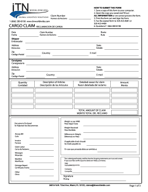 Cargo Claim Form