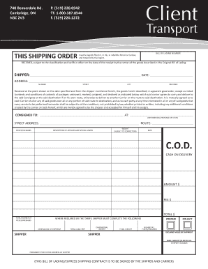 Shipping Order Bill of Lading