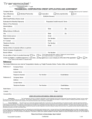 TRANSMODAL CORPORATION CREDIT APPLICATION AND AGREEMENT