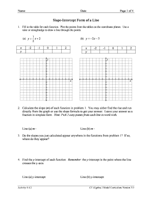 Slope-Intercept Form Worksheet