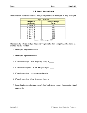 USPS First-Class Mail Postage Rates