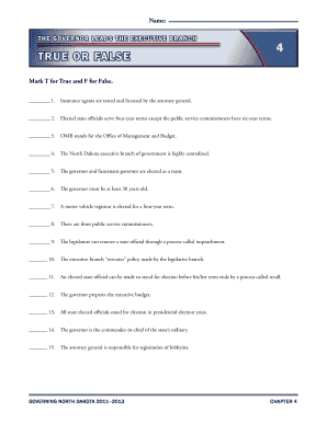 North Dakota Executive Branch Quiz