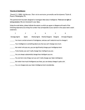 Theories of Intelligence Questionnaire