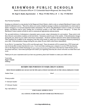 Ringwood School District Emergency Contact Form