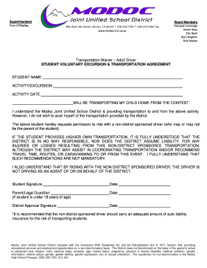 Student Transportation Waiver