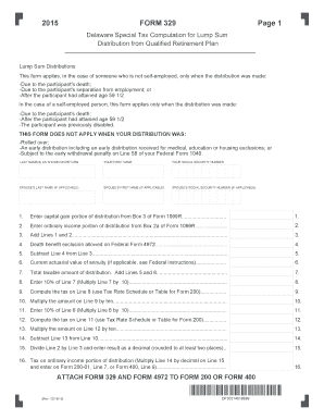 Delaware Special Tax Computation Form 329
