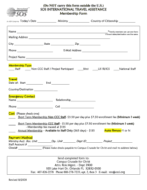 SOS International Travel Assistance Membership Form