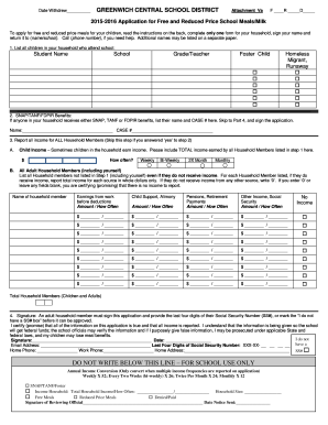 2015-2016 Application for Free and Reduced Price School Meals