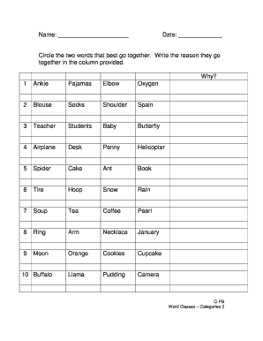 Word Classes – Categories 2