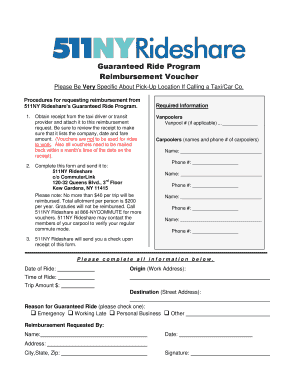 Guaranteed Ride Program Reimbursement Voucher