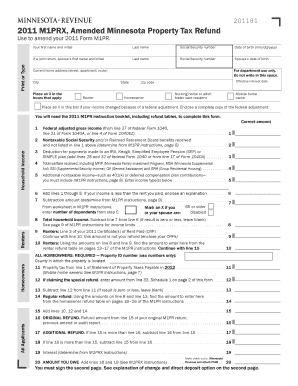 Amended Minnesota Property Tax Refund Form M1PRX