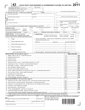 Idaho Part-Year Resident Nonresident Income Tax Return