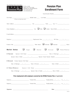 New York State Nurses Association Pension Plan Enrollment Form
