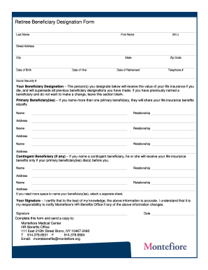 Retiree Beneficiary Designation Form