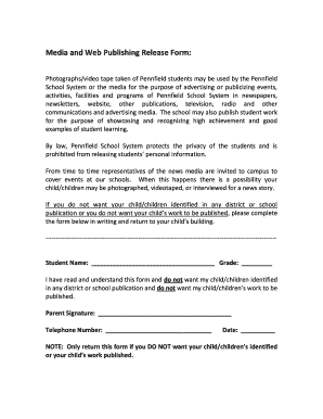 Media and Web Publishing Release Form