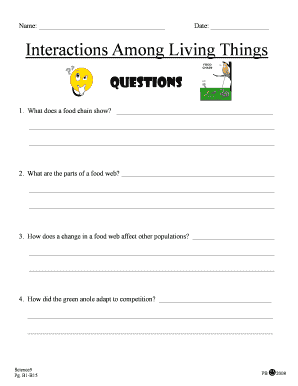 Science Worksheet on Interactions Among Living Things