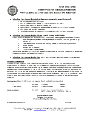 Los Gatos Inspection Request Form
