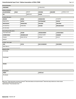 Yakima Association of REALTORS Commercial Input Form