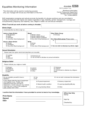 Equalities Monitoring Information Form